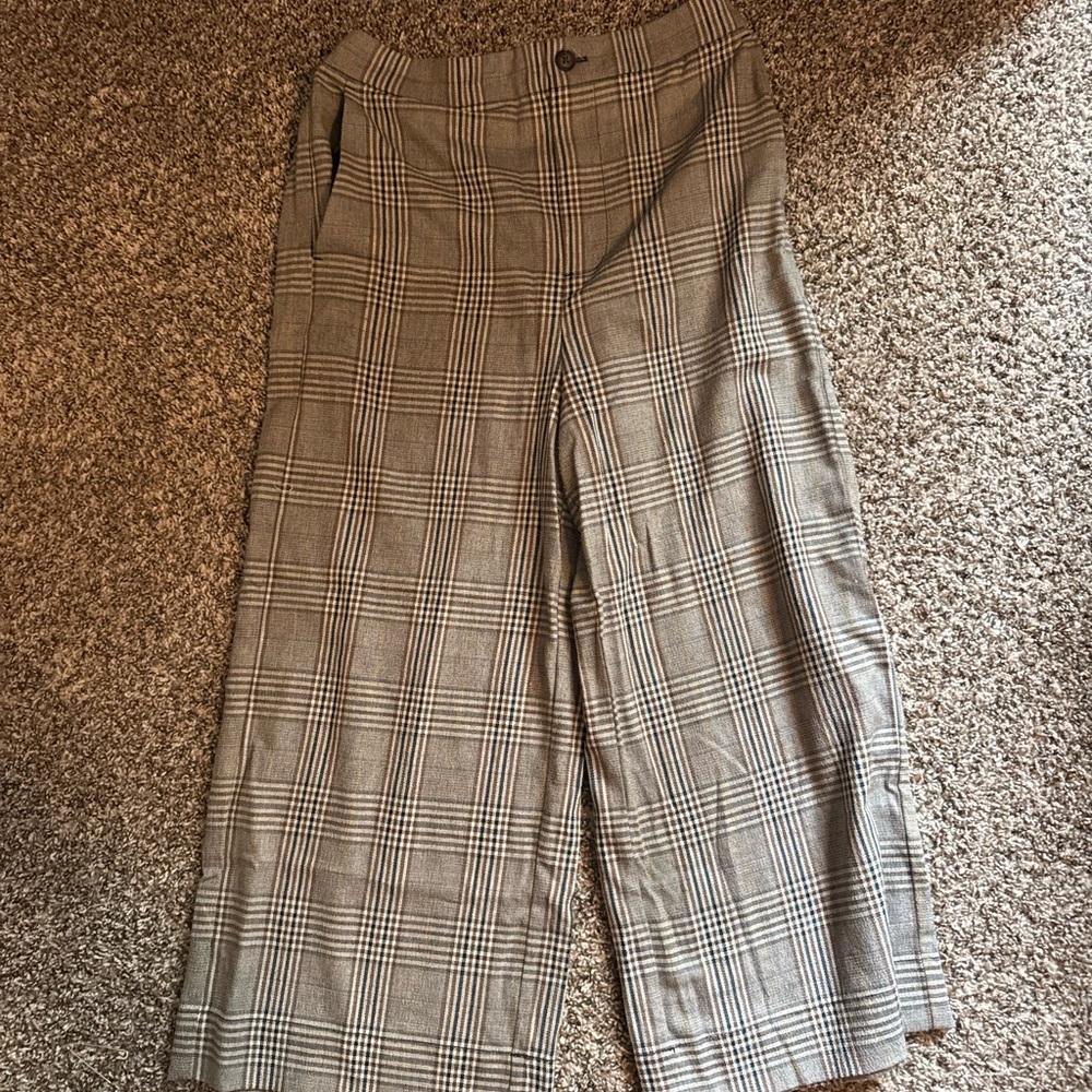 Plaid Wide-Leg Pants